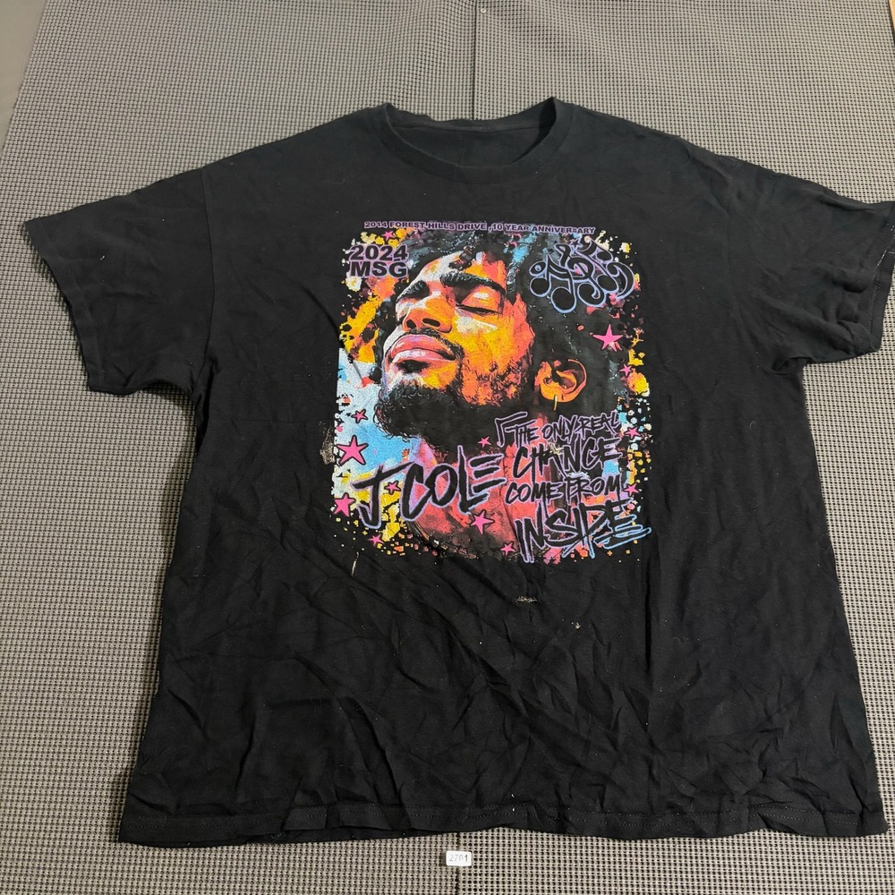 J. Cole 2024 MSG Forest Hills Drive 10 Year Anniversary T-Shirt Black XL Est